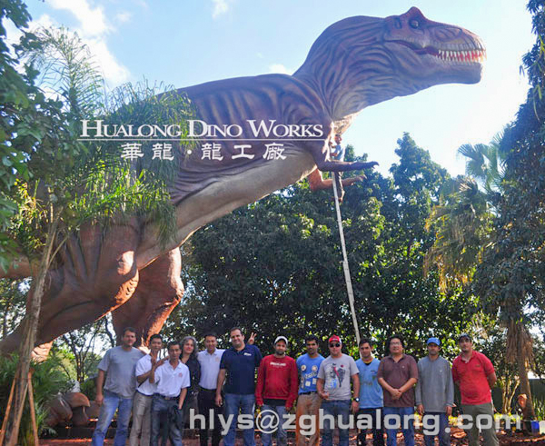 華龍藝術(shù)海外侏羅紀(jì)主題公園大型仿真霸王龍機模20M